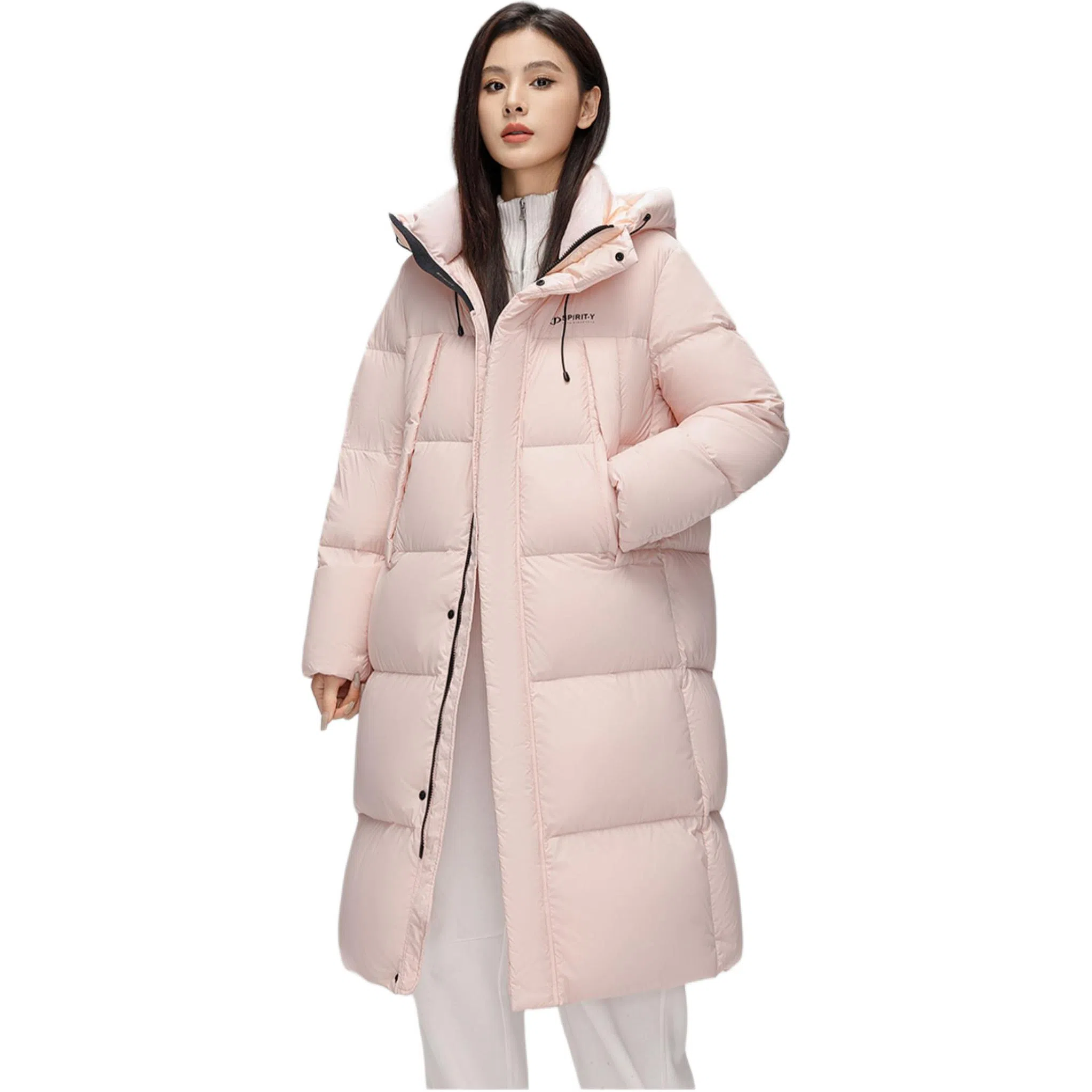 鸭鸭 纯色时尚休闲连帽宽松舒适长袖羽绒服 女款