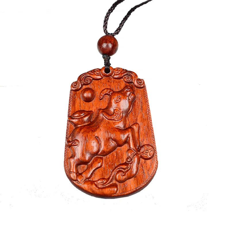 工匠一族 手工雕刻十二生肖木质平安无事牌 吉祥纳福#好运 檀木 项链 男女同款情侣款