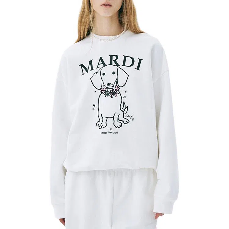 MARDI MERCREDI SS25 SWEATSHIRT SWING THE TAIL DDANJI FLOWER NECKLACE_WHITE PINK