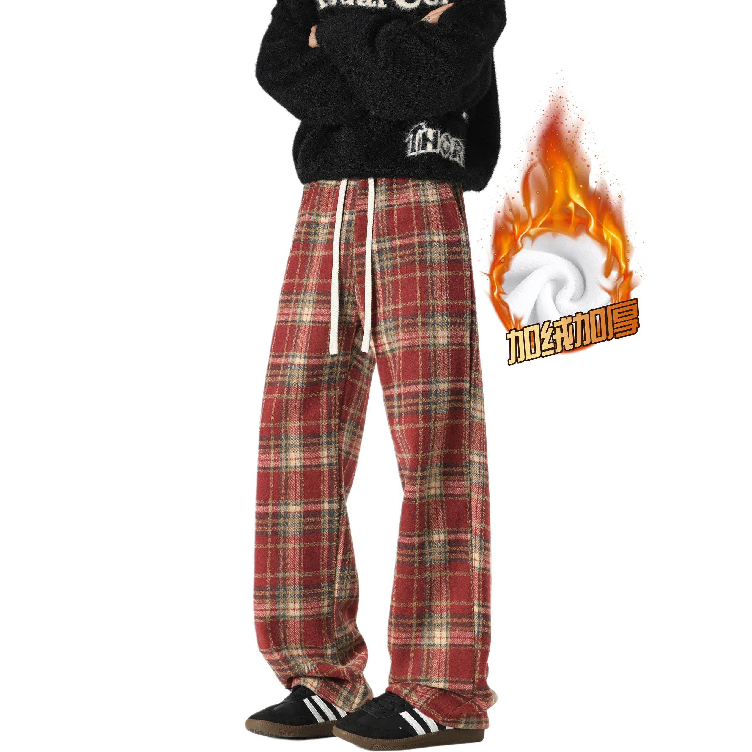D&W Classic Christmas Red Plaid Sweatpants