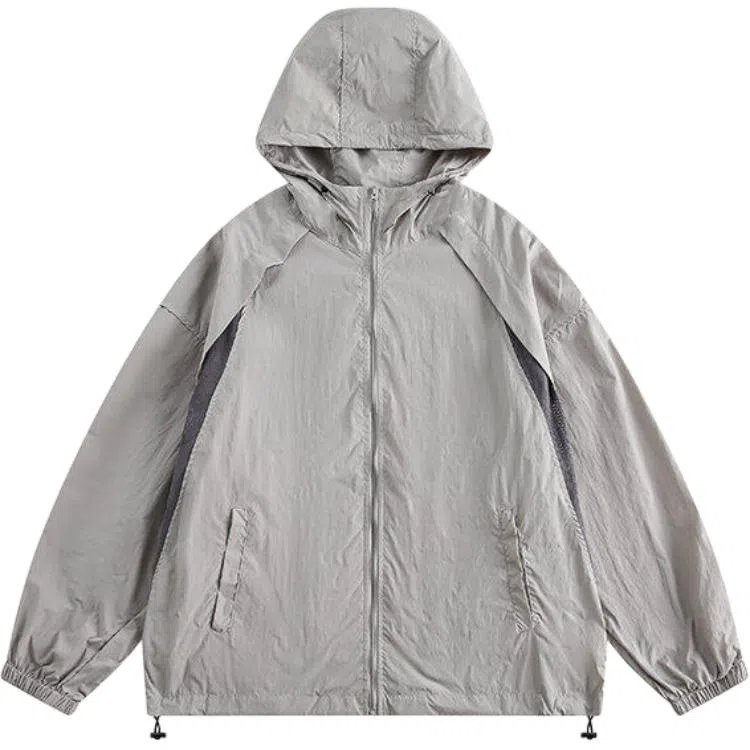 袋鼠 冰丝连帽衣中性风高品质轻薄凉感透气网眼户外运动拼接 凉感透气防晒防晒服 男女同款