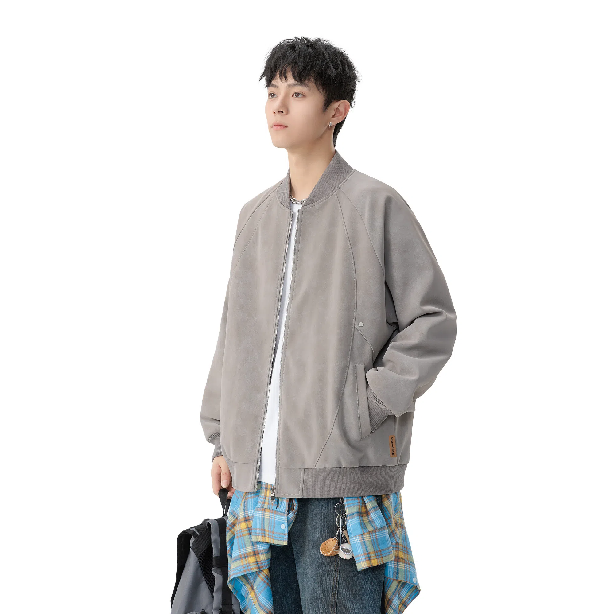 王者荣耀 美式复古脏脏棒球领外套宽松舒适青春高颜值少年感百搭时尚夹克皮衣 标语款 男女同款