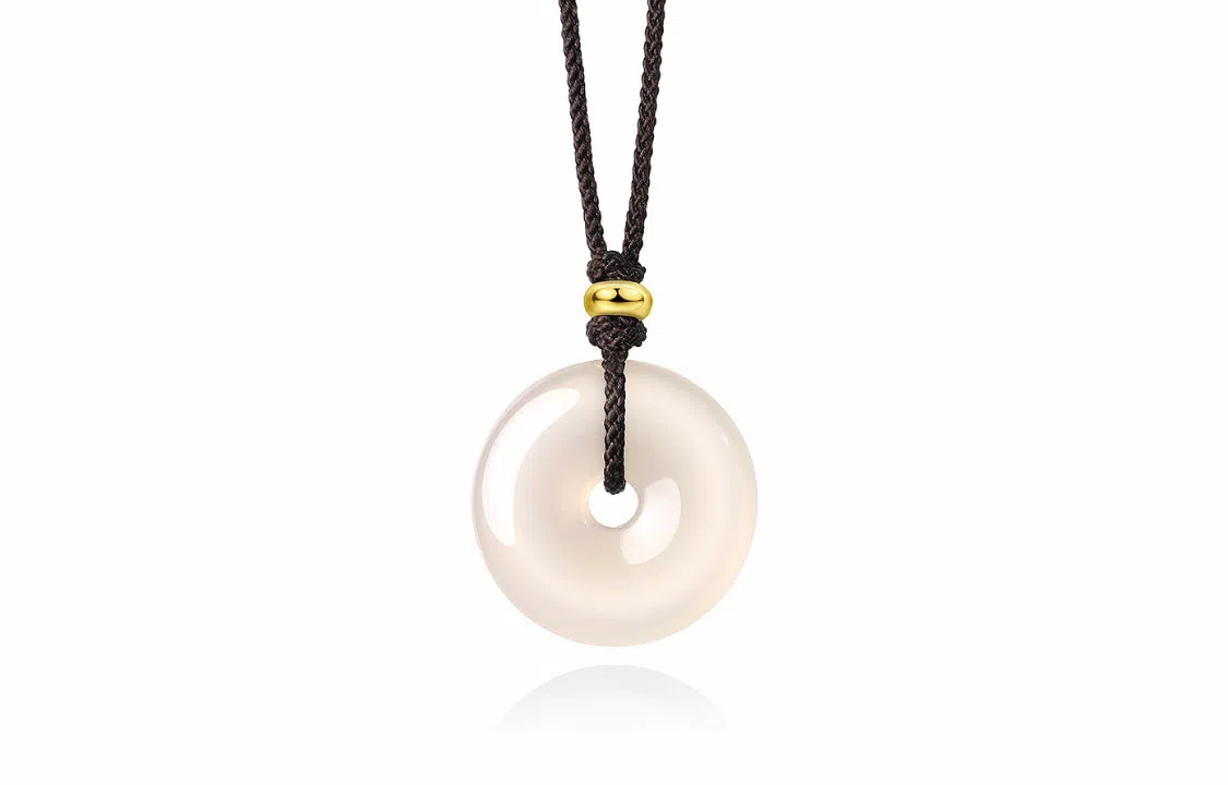 吉盟 新中式平安扣国潮风吉祥如意温润如玉转运珠 玉髓 玉石项链 男女同款情侣款