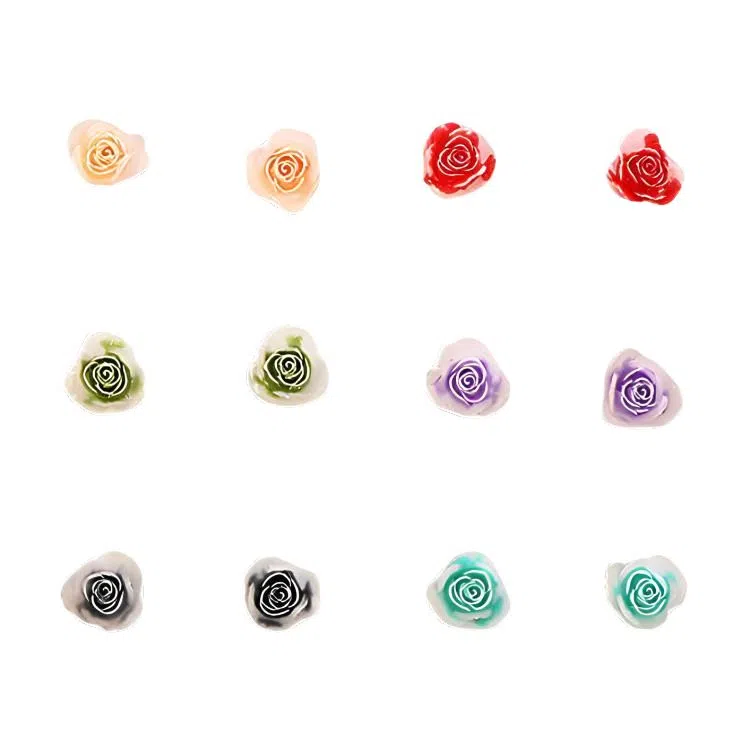 【花海拾美】 千桐 甜美清新彩色花朵 小巧精致 不重样 防过敏养耳洞耳饰套装 塑料 耳钉 男女同款情侣款