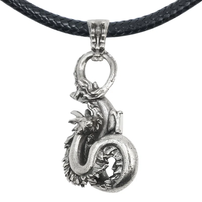 【可定制刻字】 白木黑冰 盘龙 生肖 本命年新中式潮流时尚高级感 银合金 项链 男款 礼盒