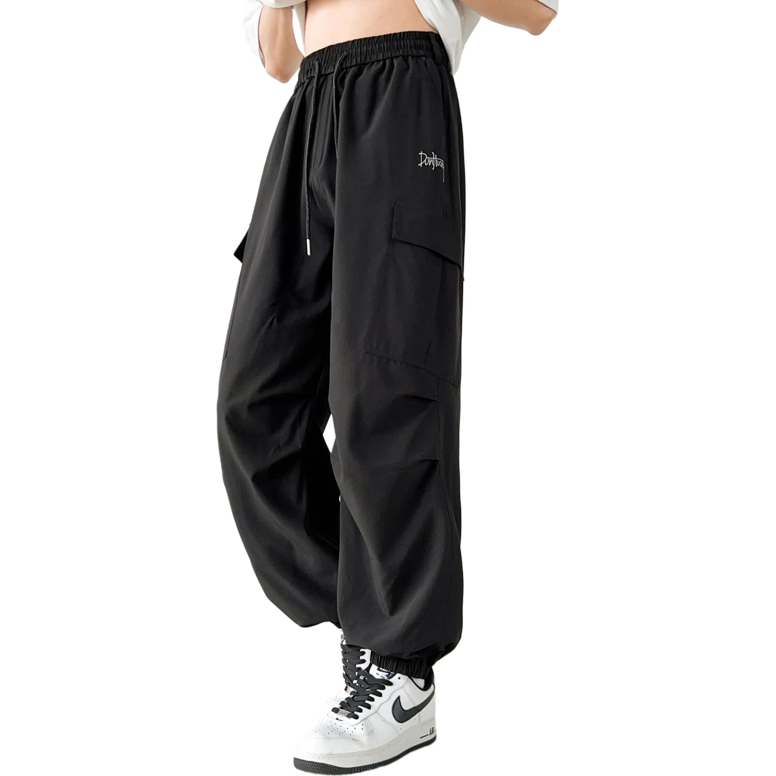 敦煌博物馆 美式复古纯色简约多口袋宽松束脚户外机能伞兵休闲工装裤 男女同款