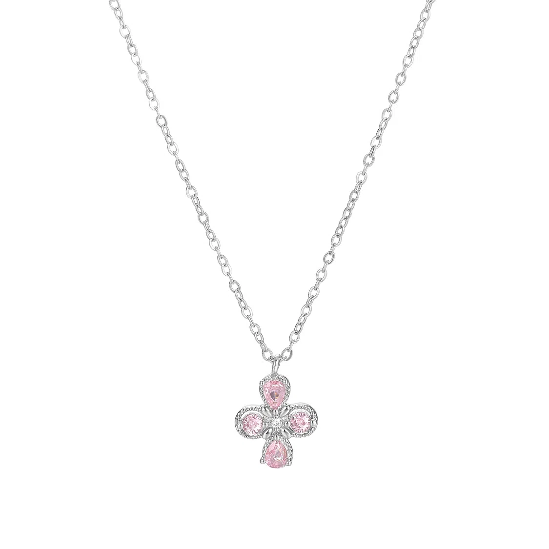 珂里 甜美小清新四叶花百搭优雅气质多巴胺小众轻奢 环保合金 项链 女款