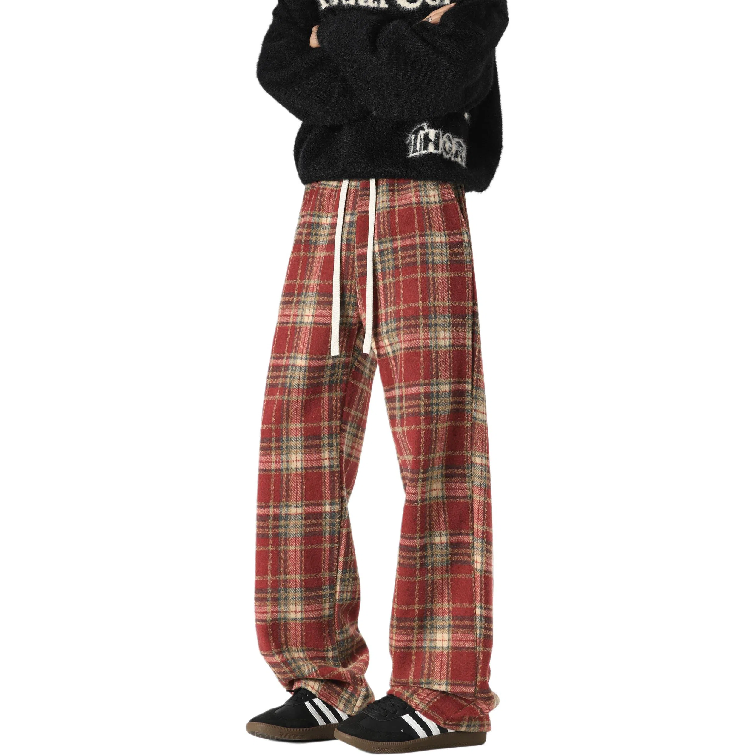 D&W Classic Christmas Red Plaid Sweatpants