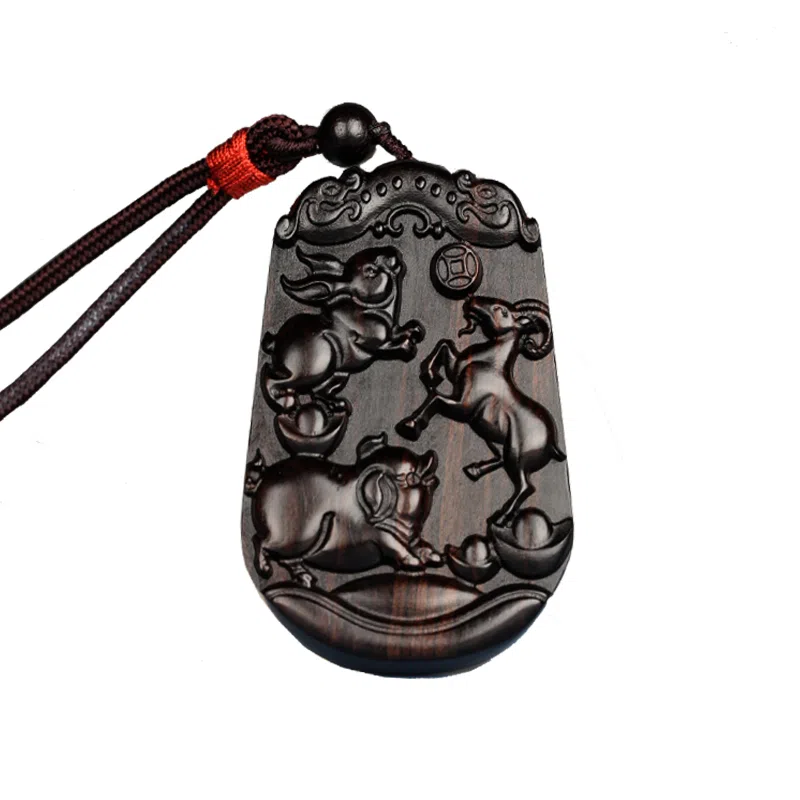 工匠一族 三合生肖三合贵人 紫光檀 木作项链 男女同款情侣款