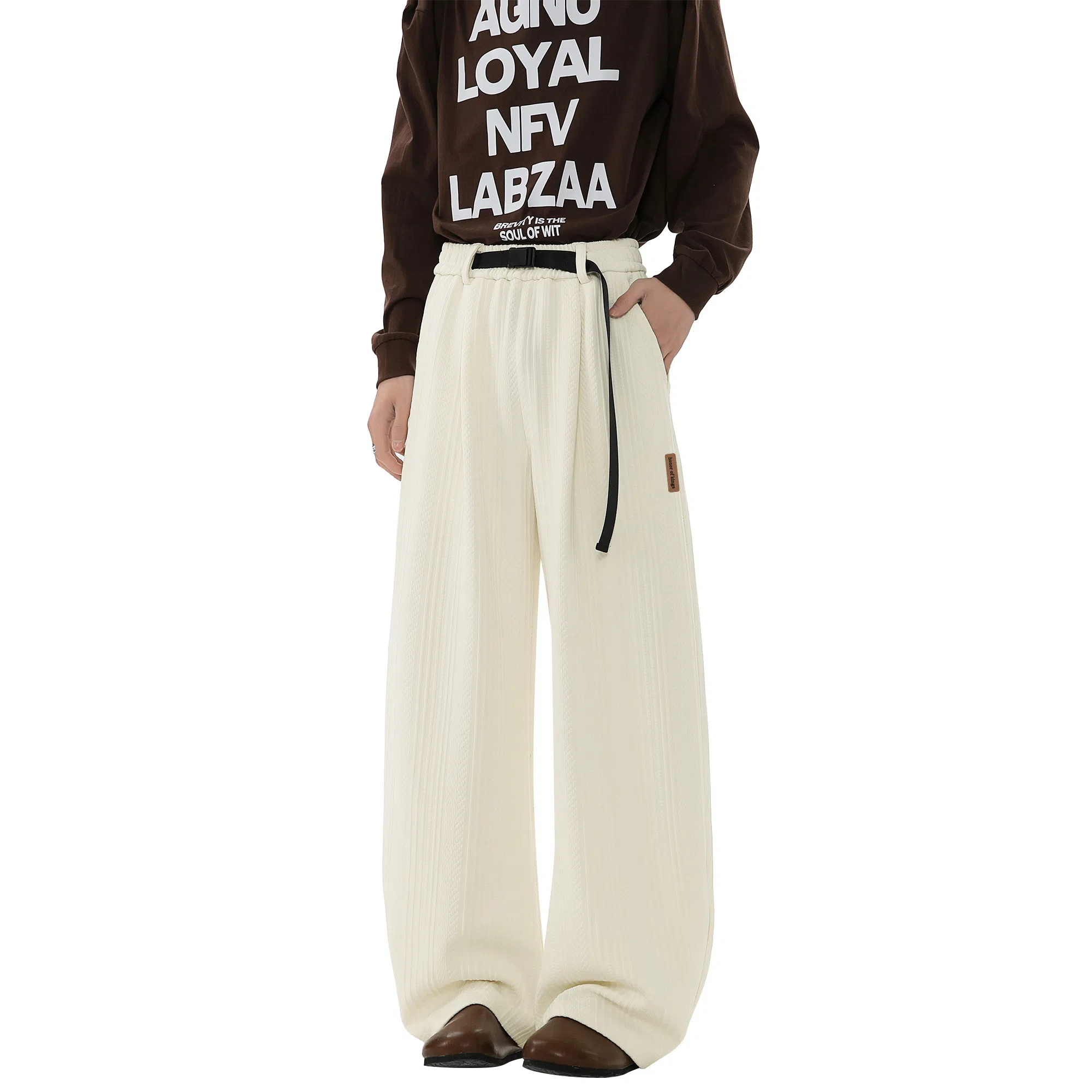 王者荣耀 美式高街提花直筒长裤宽松舒适透气痞帅高颜值百搭时尚垂感休闲裤 标语款 男女同款