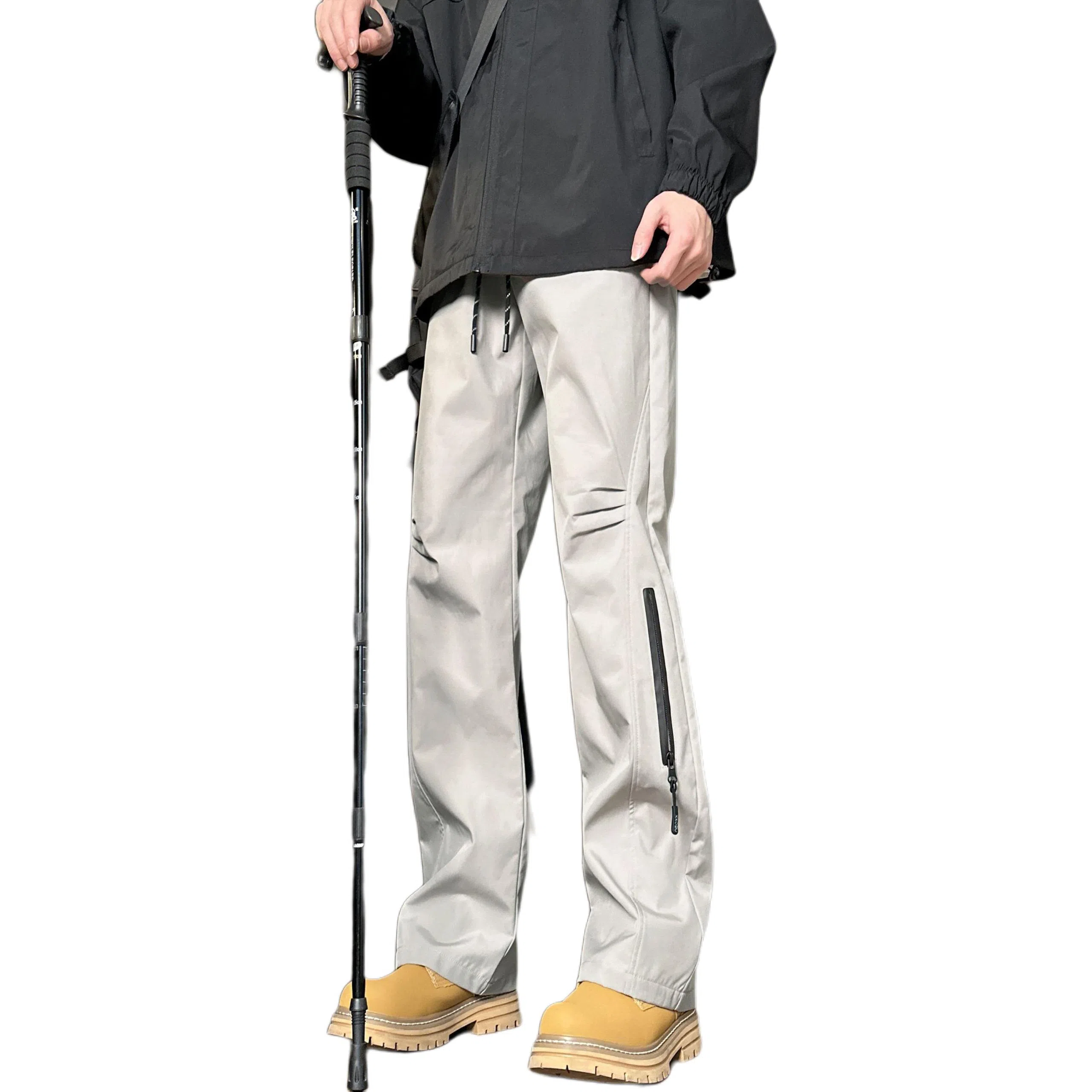 双星八特 纯色中腰松紧宽松直筒休闲裤 男女同款 深灰色