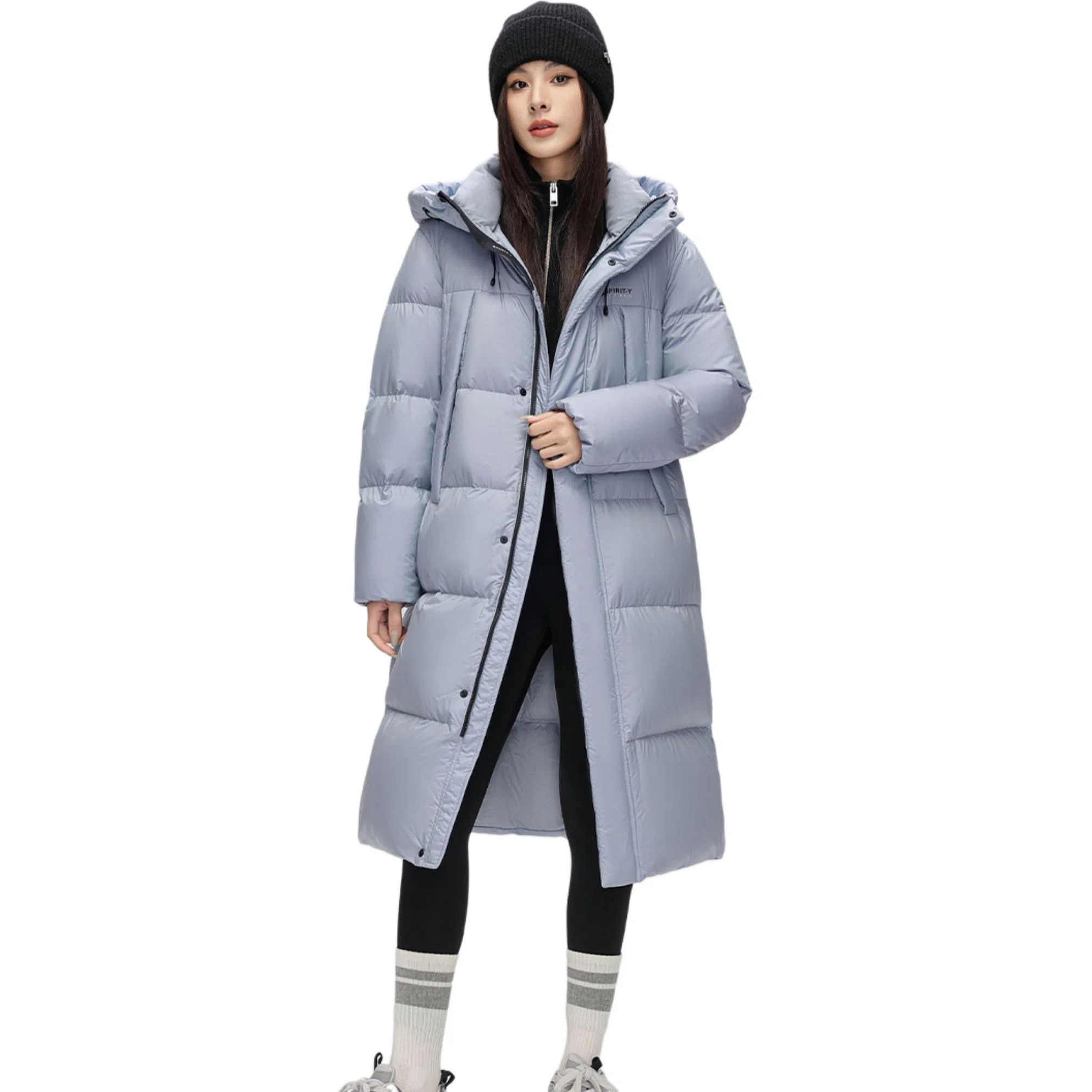 鸭鸭 纯色时尚休闲连帽宽松舒适长袖羽绒服 女款