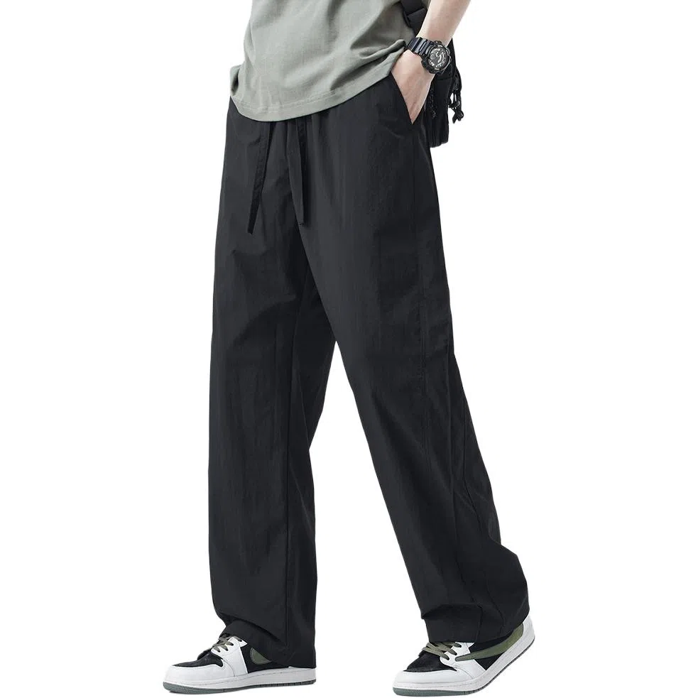 隐狼世家 夏季宽松纯色中腰长裤休闲裤 男款