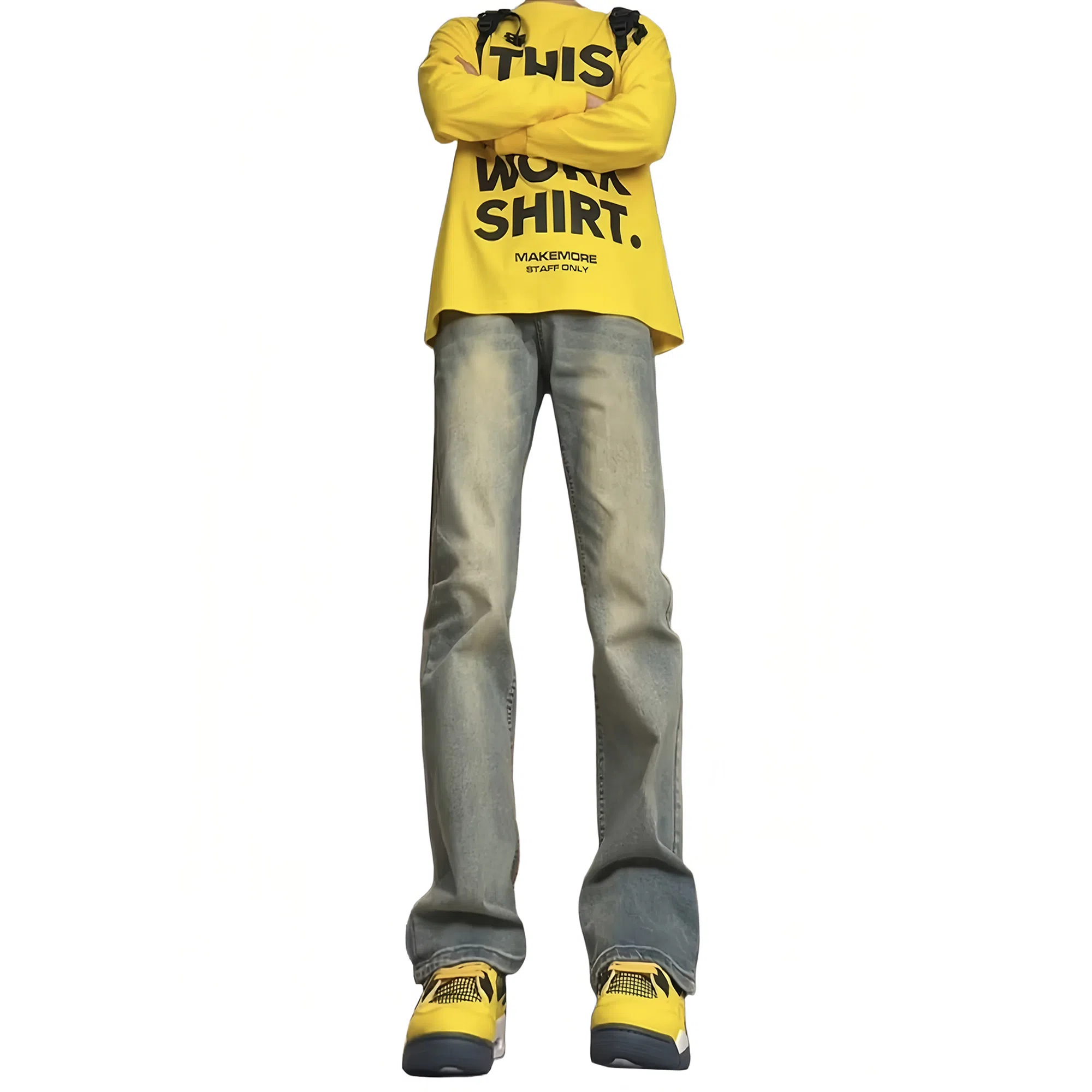 木林森 美式高街复古做旧水洗简约废土风中腰宽松直筒通勤百搭亲肤柔软舒适休闲耐磨垂感牛仔裤 男女同款