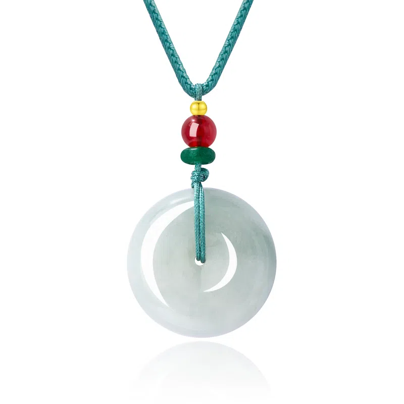 老凤祥 冰清平安扣 新中式浪漫百搭喜乐圆满好运毛衣链 天山翠 项链 女款