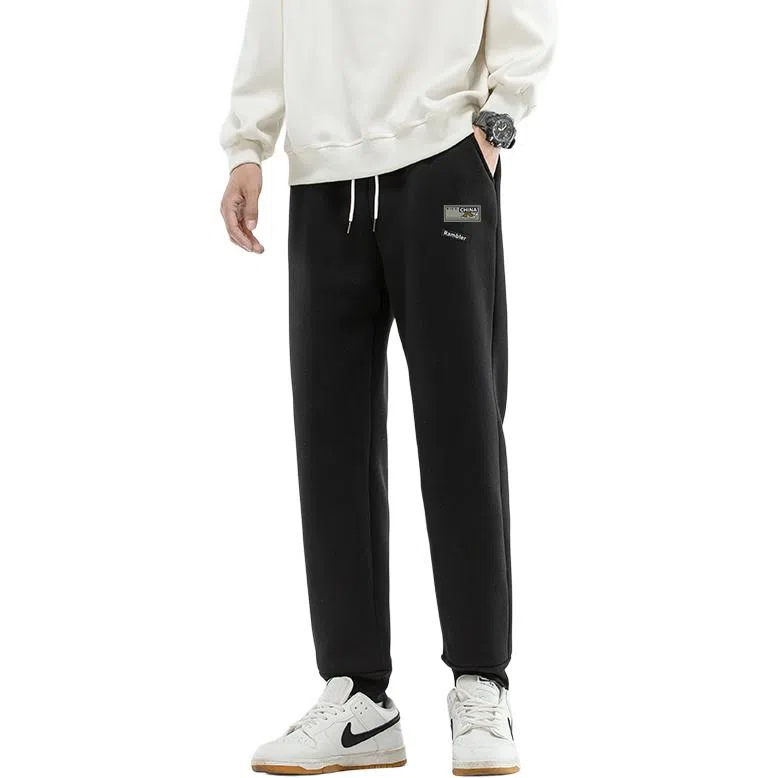 棉致 标签简约纯色加厚羊羔绒柔软舒适宽松束脚休闲裤 男女同款