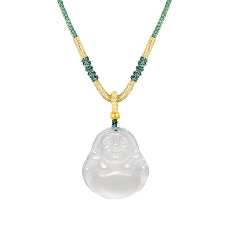 佐卡伊 佛公平安扣笑口常开弥勒佛 玉髓 项链 男女同款情侣款