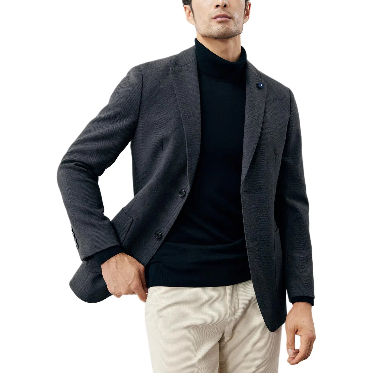 丹宁哲学 意式绅士 高端羊毛人字纹面料 秋冬男士修身西装 男款