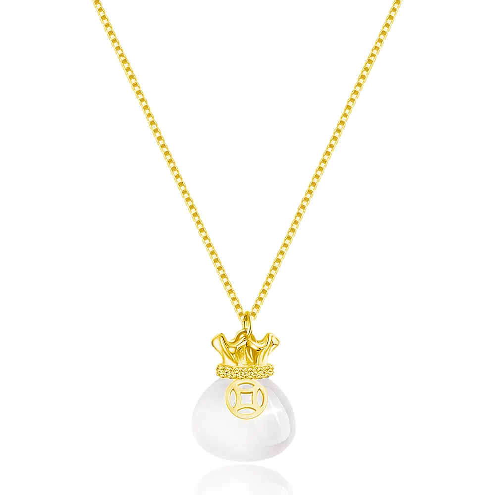 希遇 星愿之钥 国潮轻奢小众设计 时尚简约高级气质锁骨链好运 福气满满日常通勤百搭 玉髓 项链 女款