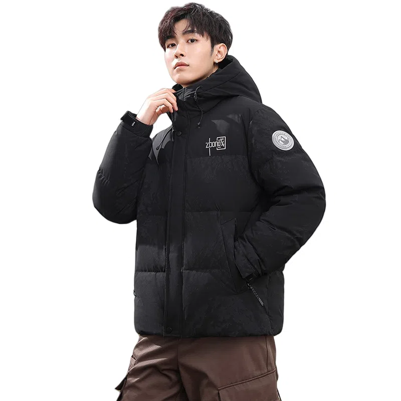 鸭鸭 中青年时尚韩版潮流中国风短款连帽外套山系户外运动休闲加厚保暖迷彩面包羽绒服 男女同款