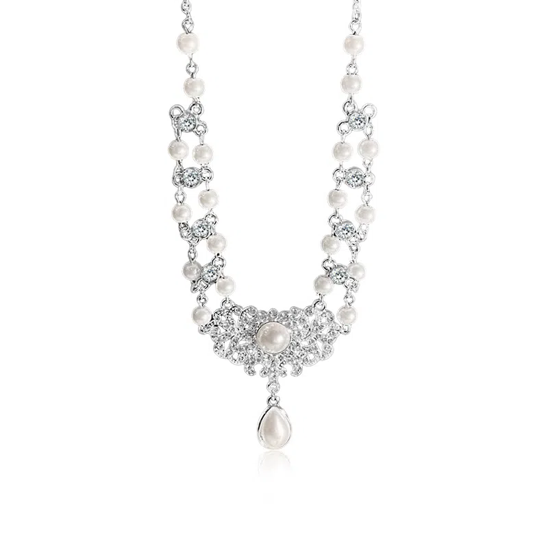 尚仟伊 复古法式宫廷风精致优雅小众设计高级感 气质轻奢闪耀水滴锁骨链 锆石 项链 女款