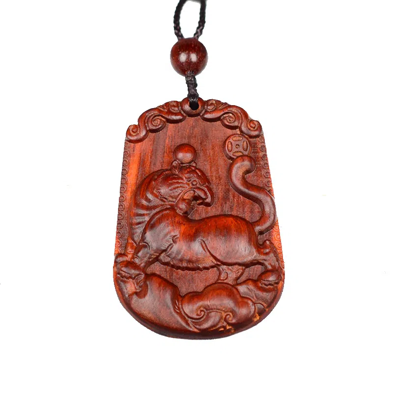 工匠一族 手工雕刻十二生肖木质平安无事牌 吉祥纳福#好运 檀木 项链 男女同款情侣款
