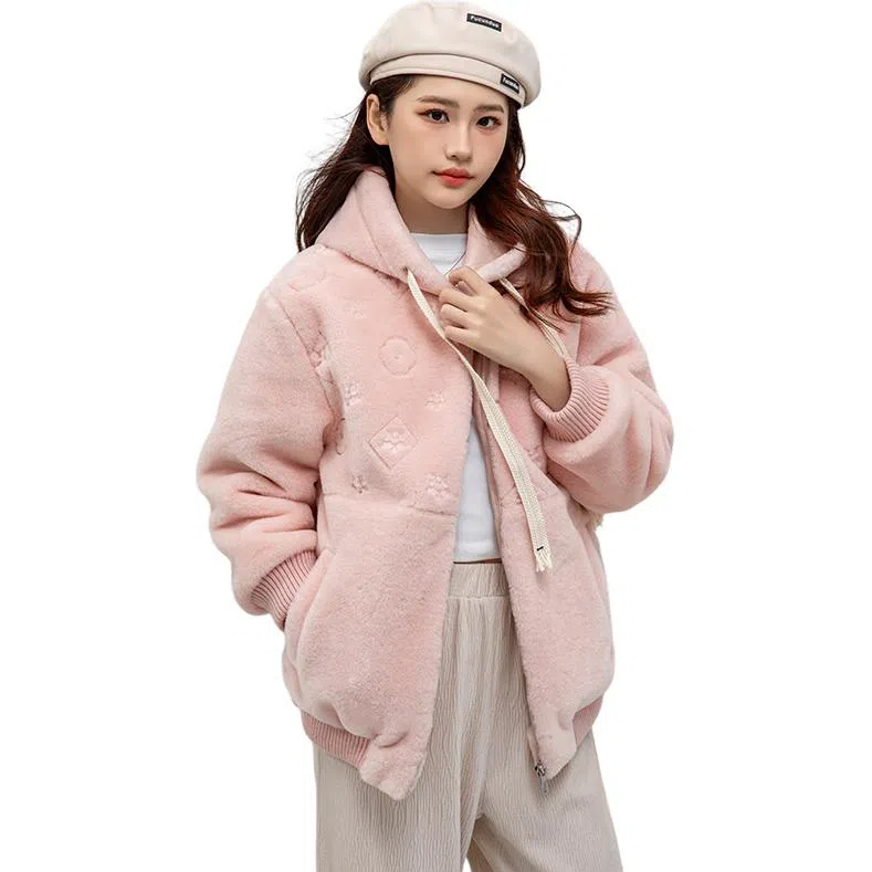 鸭鸭 纯色连帽加厚羽绒服 女款