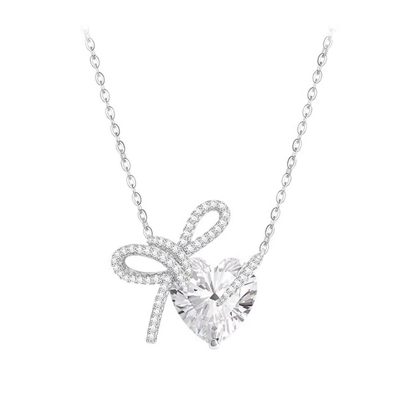 良碧 甜美蝴蝶结恋心灵动闪耀 田园风森系甜美冷淡风小众设计轻奢气质浪漫简约百搭精致学院风 合金 项链 女款