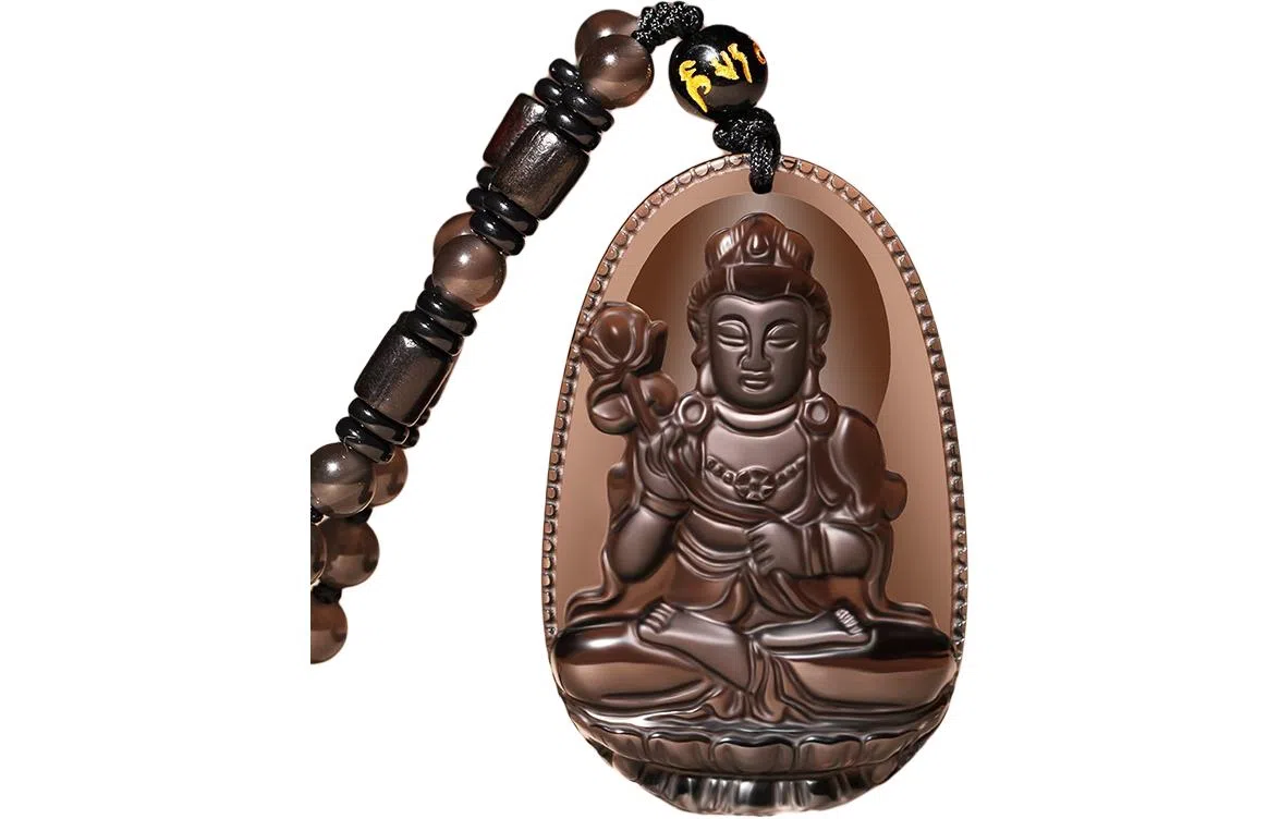 易明居 国潮十二生肖 本命年佛牌 简约大气六字真言转运珠吊坠 八大本命佛守护神 黑曜石 项链 男女同款情侣款