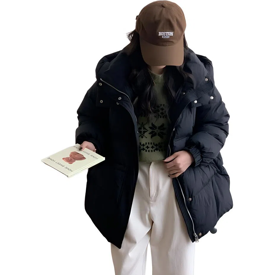 鸭鸭 时尚连帽韩版纯色羽绒服 女款