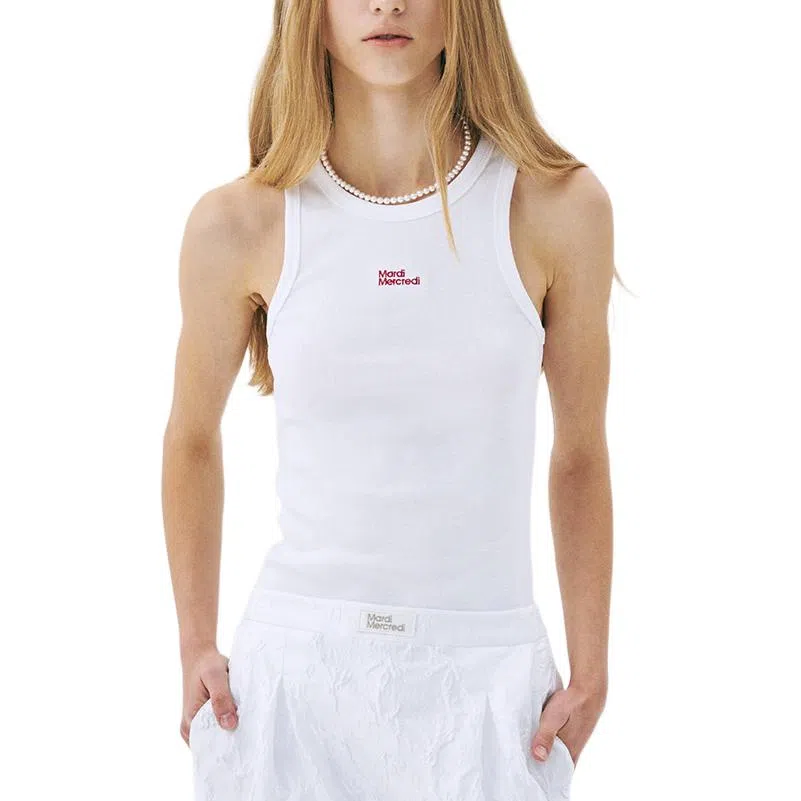 MARDI MERCREDI SS25 TANK RACER ESSENTIAL_WHITE RED