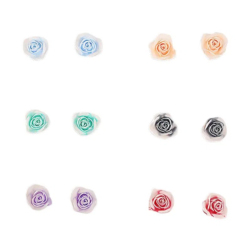 【鲜花】 零界 甜美清新彩色花朵 小巧精致 不重样 防过敏 塑料 耳钉 男女同款情侣款