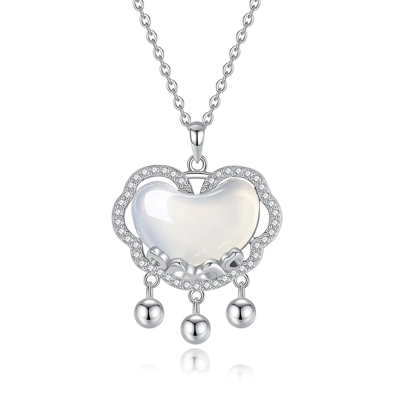 妙银阁 如意平安锁铃铛一步一响新中式国潮设计感小众精致优雅大气简约百搭日常款#好运 玉髓 项链 女款