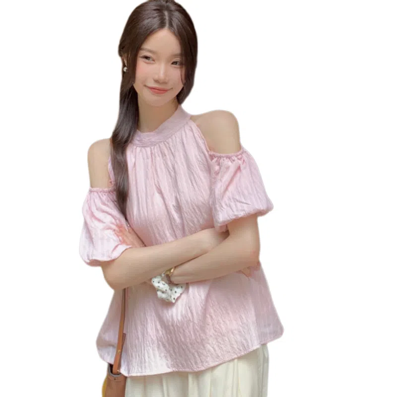 JUFU Solid Crew Neck Shirt