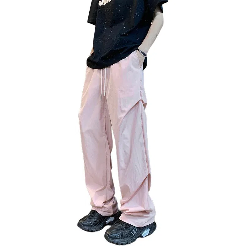 顶峰保罗 痞帅凉感舒适简约百搭伞兵直筒长裤户外登山跑步运动宽松小众设计感阔腿休闲裤 男女同款