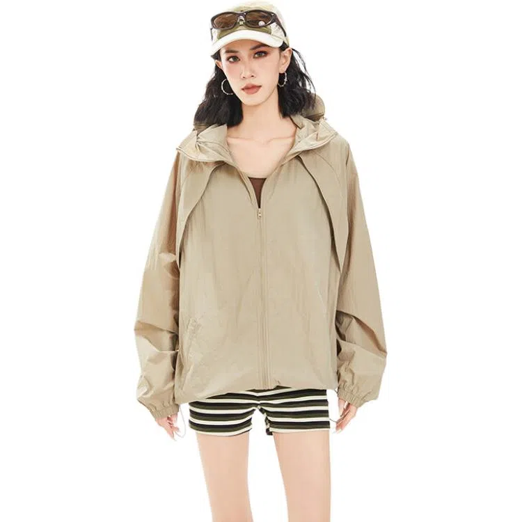 袋鼠 冰丝连帽衣中性风高品质轻薄凉感透气网眼户外运动拼接 凉感透气防晒防晒服 男女同款