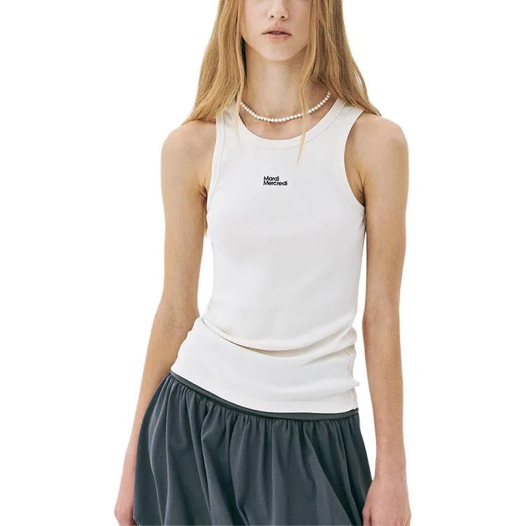 MARDI MERCREDI SS25 TANK RACER ESSENTIAL_CREAM BLACK