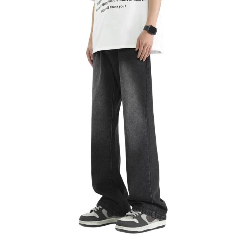 双星八特 加绒加厚保暖长裤美式高街废土风水洗做旧中腰百搭垂感休闲弯刀微喇潮流牛仔裤 男女同款