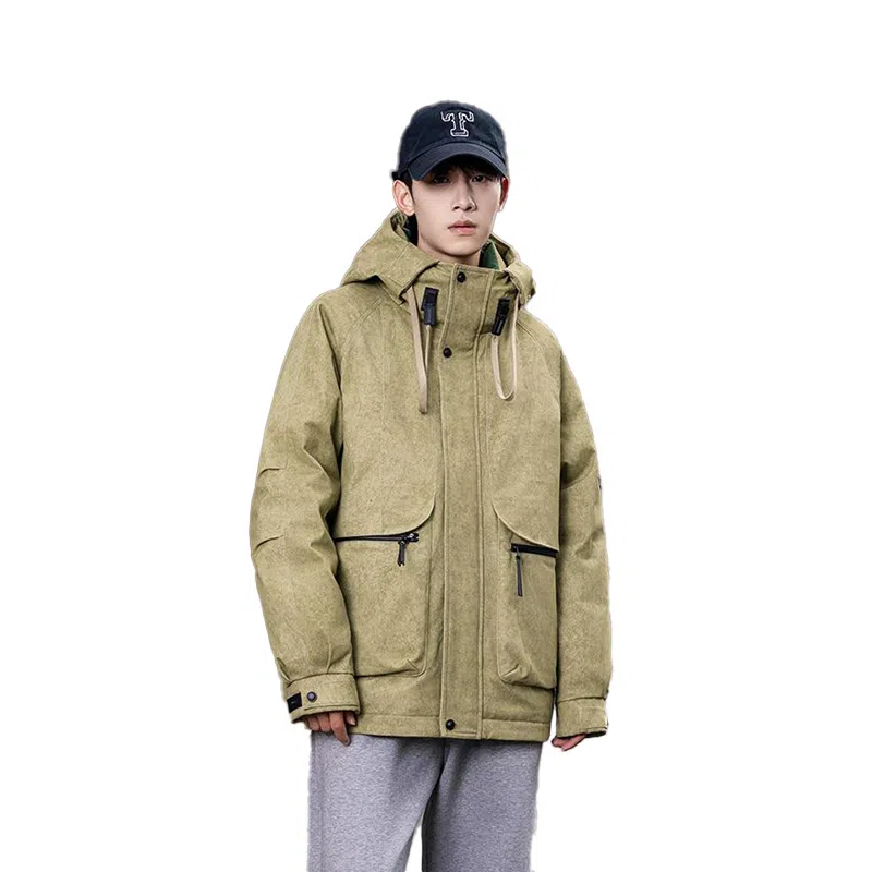 鸭鸭 短款宽松纯色时尚连帽羽绒服 男女同款