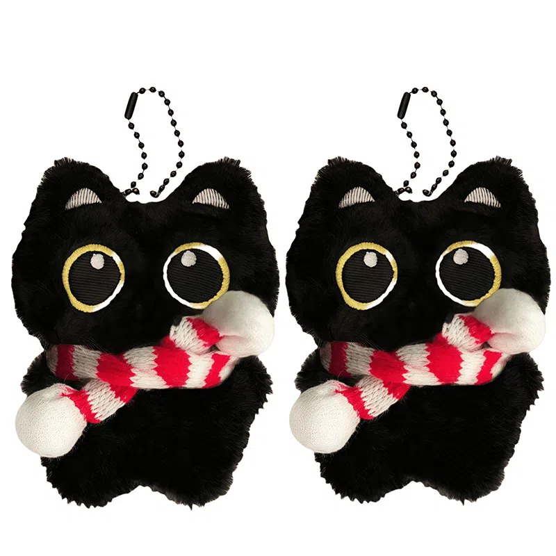 Yijia Love Cute Black Cat Plush Keychain