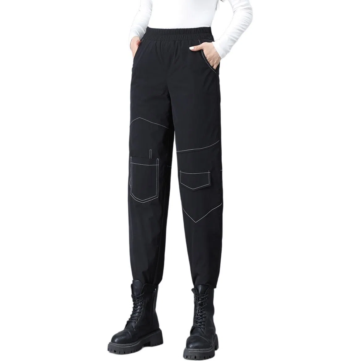 鸭鸭 休闲百搭纯色时尚羽绒裤 女款 黑色