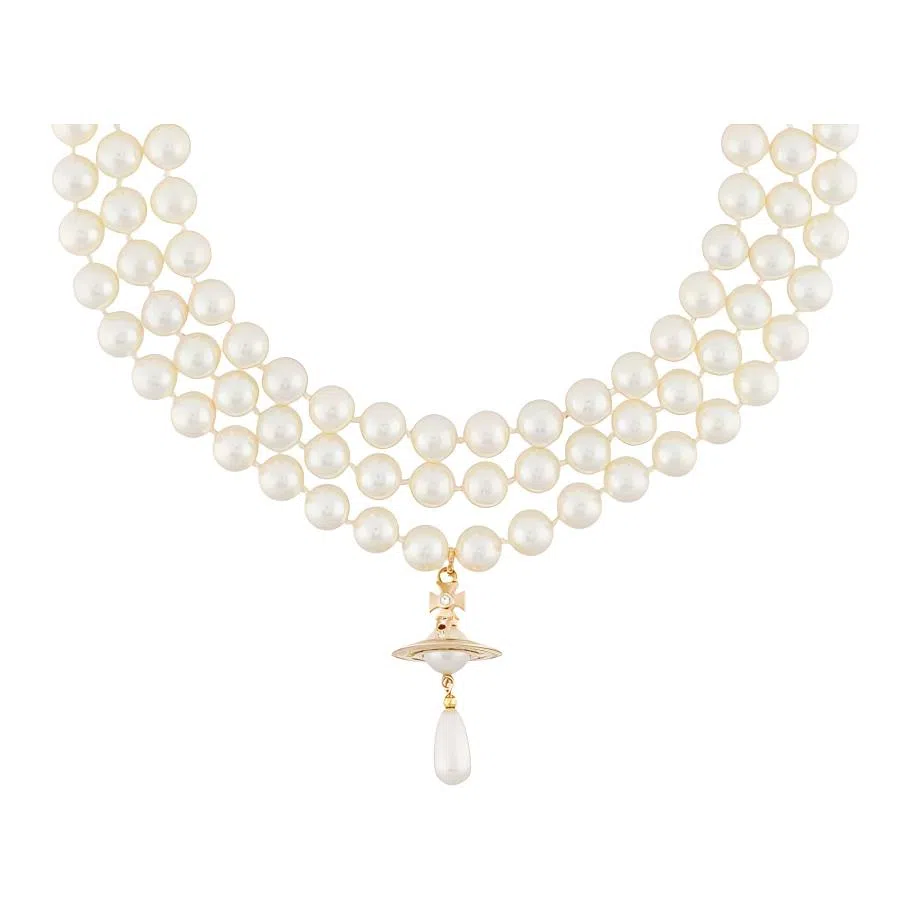 Vivienne Westwood Three Row Pearl Drop Choker