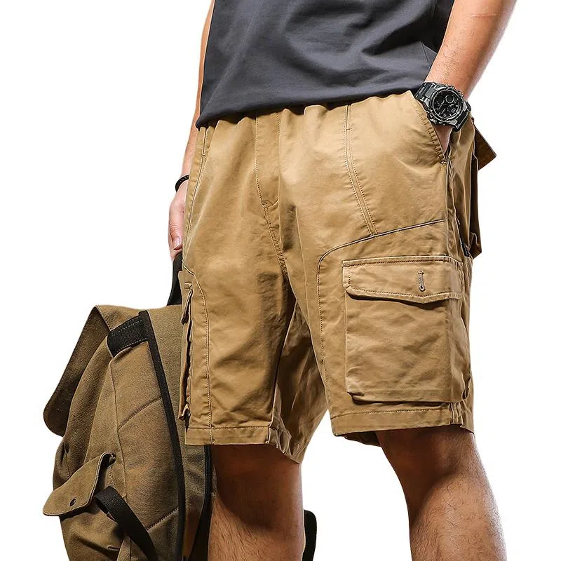 季言 重磅纯棉宽松五分裤松紧腰工装短裤 男款