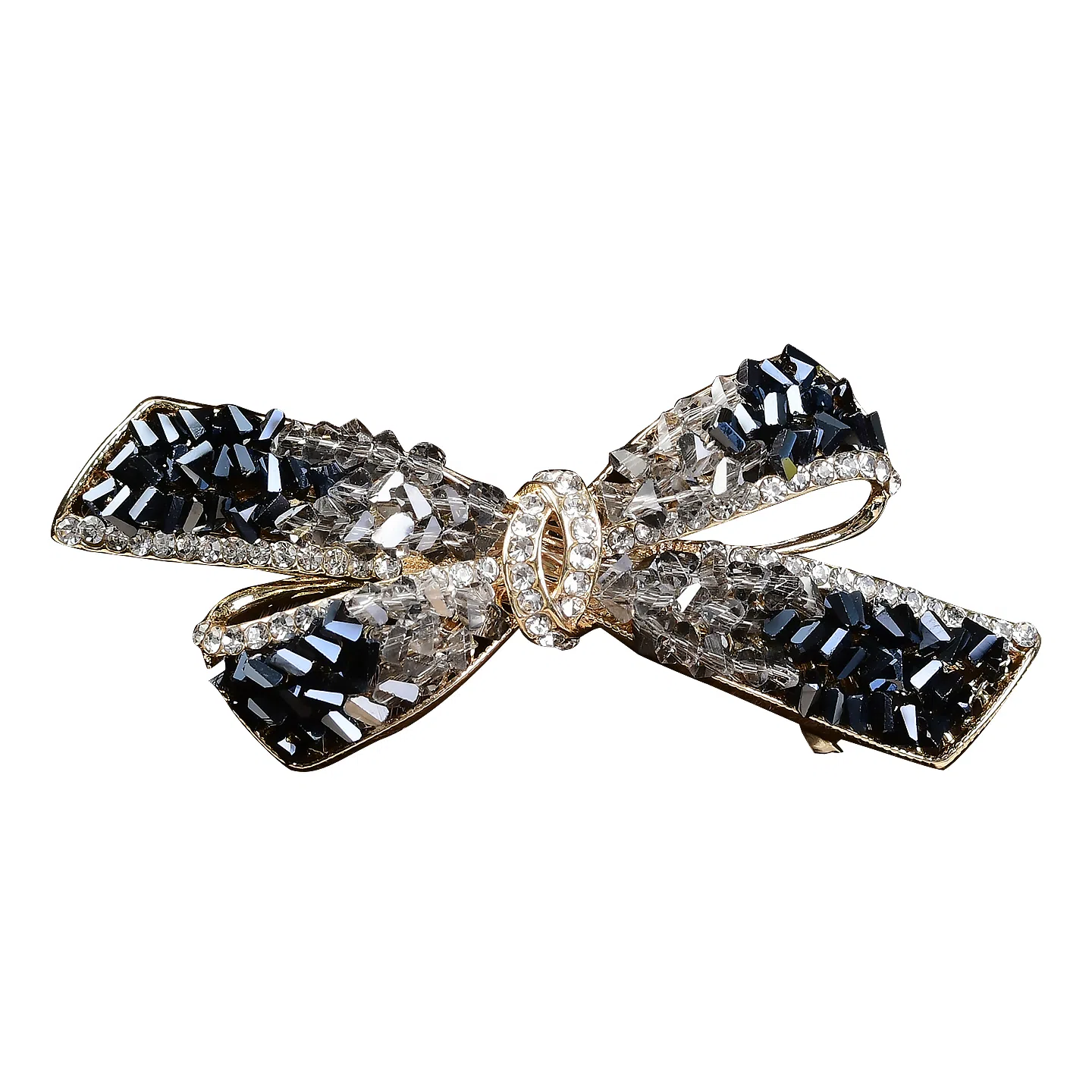 左欧 蝴蝶结镶钻后脑勺发卡小号一字夹弹簧夹#好运 合金 发夹 女款