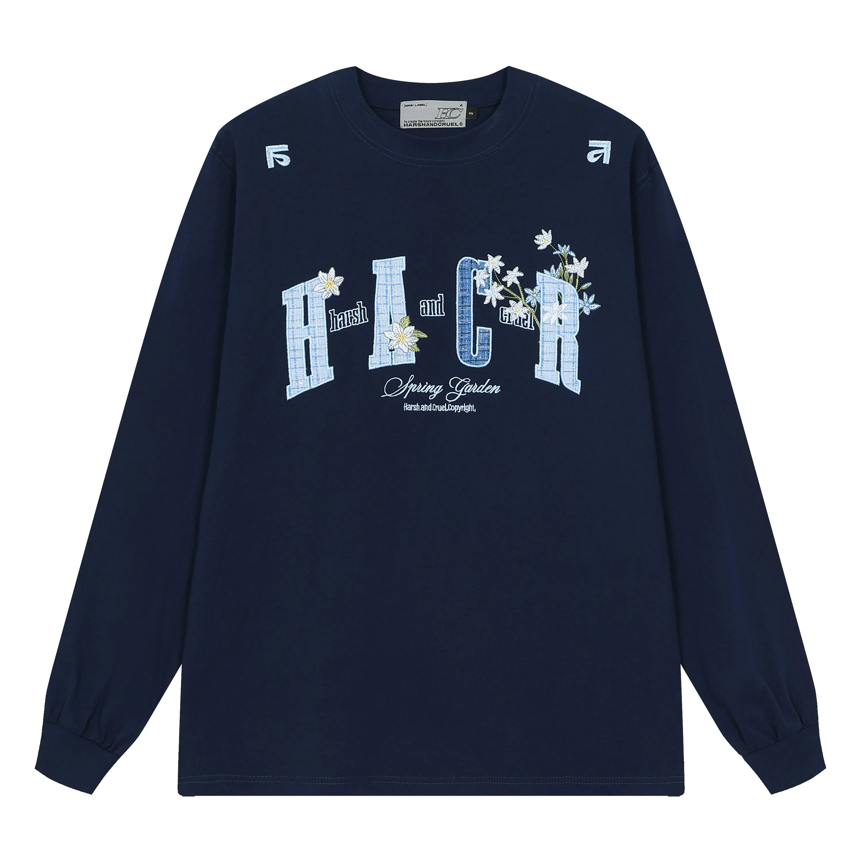 HARSH AND CRUEL Embroidered Patch Long Sleeve Tee