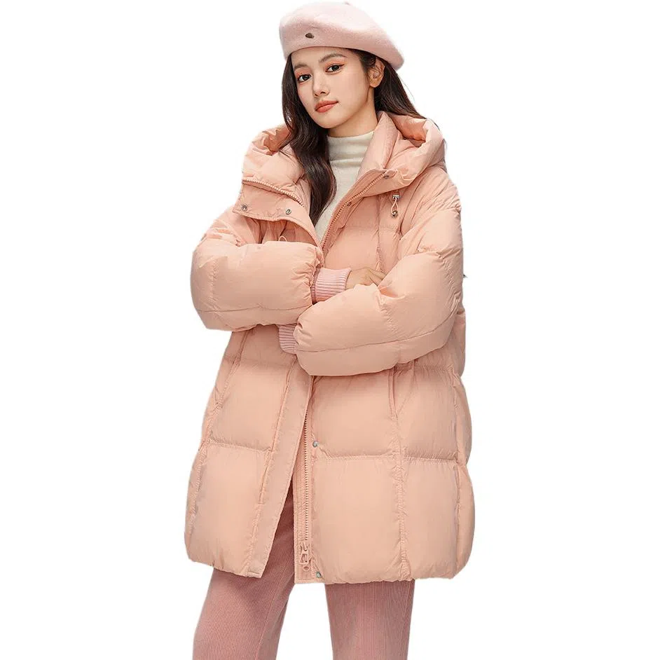 鸭鸭 连帽拉链休闲羽绒服 女
