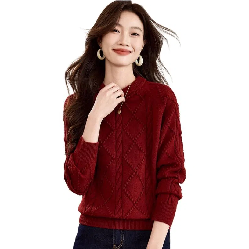 曲韩 圆领宽松亲肤毛衣 女款