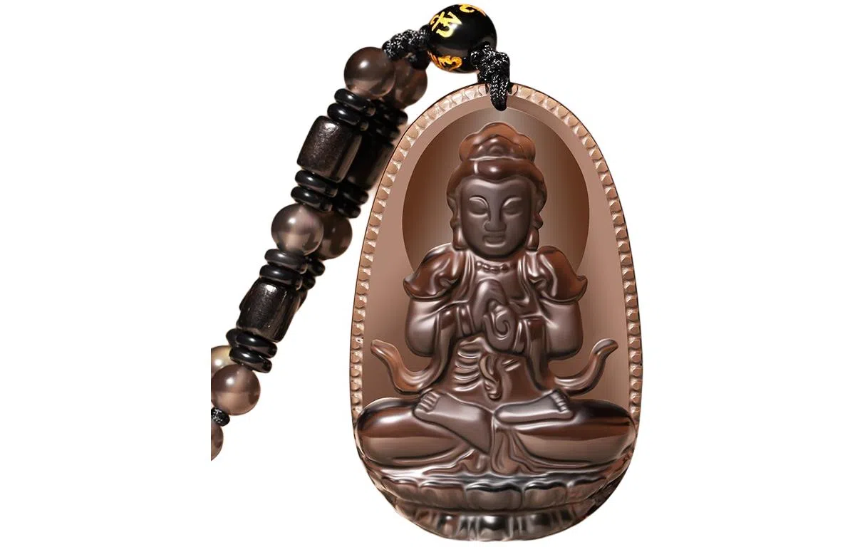 易明居 国潮十二生肖 本命年佛牌 简约大气六字真言转运珠吊坠 八大本命佛守护神 黑曜石 项链 男女同款情侣款