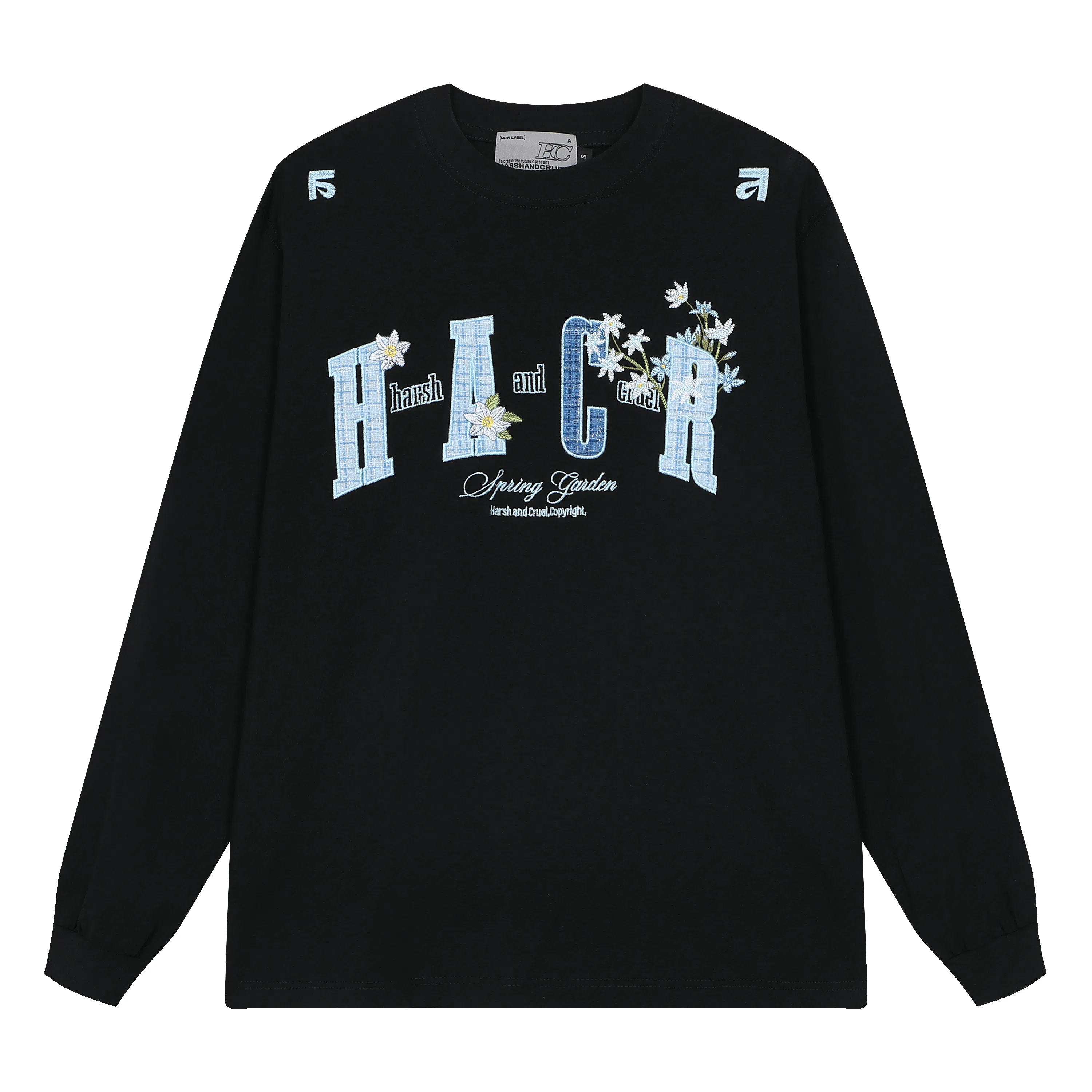 HARSH AND CRUEL Embroidered Patch Long Sleeve Tee