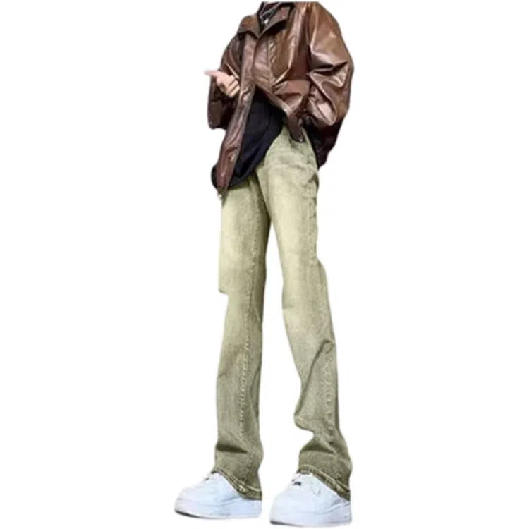 物质公式 美式高街复古做旧水洗基础款宽松休闲百搭透气高腰牛仔裤 男女同款 黑色